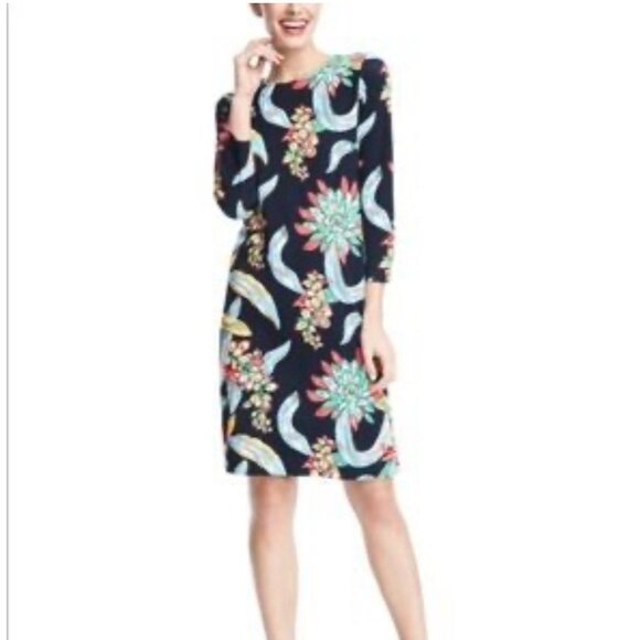 Draper James Dress S Small Stretch Vibrant Florals Career Church 3/4 Long Sleeve - Picture 1 of 8